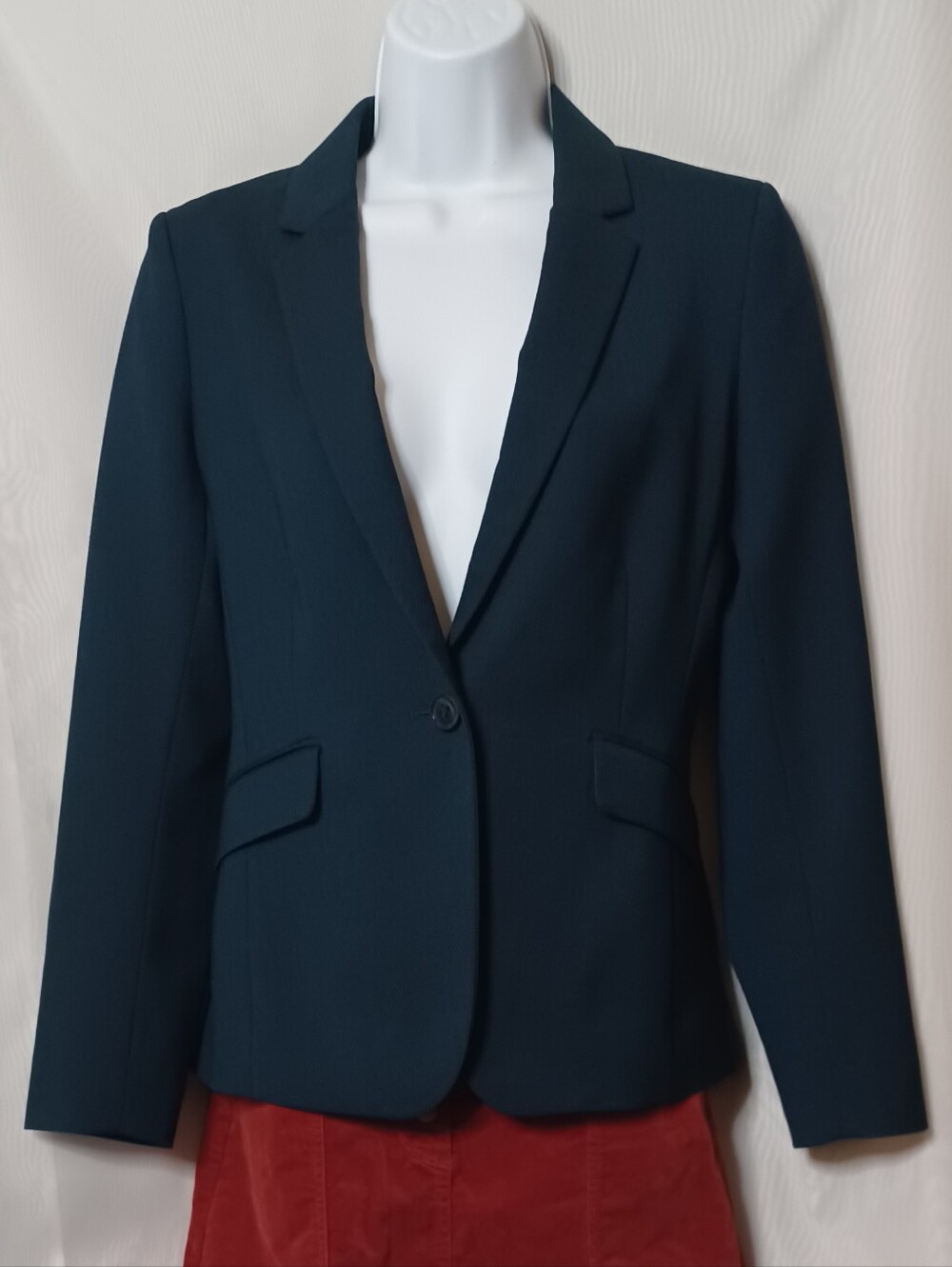 HOBBS London Women's Classic Wool Blend Tailored Blazer in Dark Green. Size 4